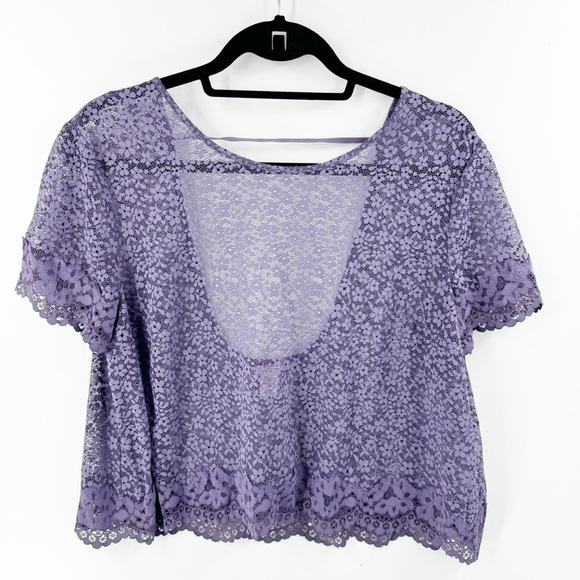 ✅ VICTORIA'S SECRET PURPLE LACE OPEN BACK TOP SIZE X-LARGE SEMI-SHEER - Picture 1 of 5